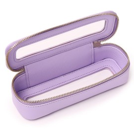 Pinkmik Makeup Brush Case Clear Travel Cosmetic & Toiletry Bag Slim Makeup Bag with Zipper Small Purse Organizer Car Essential Bag for Women (X/Purple, SLIM-3)