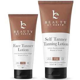 Autobronceador facial y corporal: con aloe vera orgánico y manteca de karité, loción bronceadora sin sol, bronceado claro, medio u oscuro, autobroncea