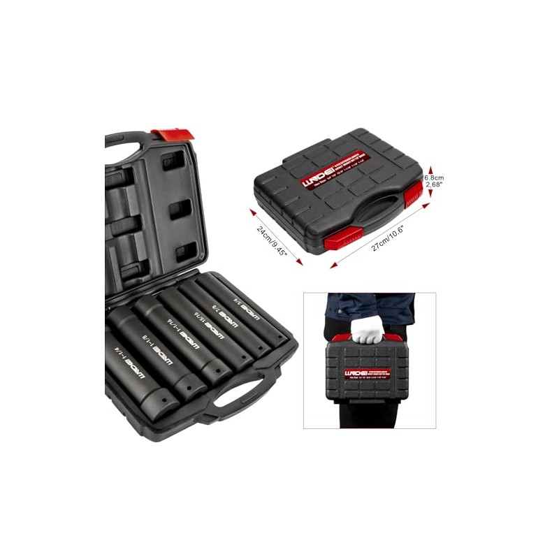 LLNDEI 1/2 Inch Drive Extended Length Impact Socket Set 6PCS