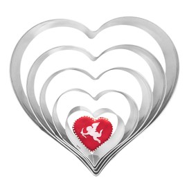 5PCS Large Heart Cookie Cutter 5" 3.78" 3.1" 2.35" 1.61" Heart Cookies Molds Stainless Steel Cutter Set for Mother's Day, Father's Day, Valentine's Day