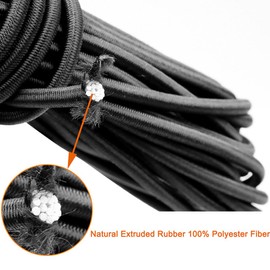 Elastic Cord,Round Elastic Band,1/8-Inch (3mm) 10Yards Black Heavy Stretch String Rope for Sewing Crafts DIY and Camping Tie Down Strap