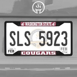 FANMATS 31290 Washington State Cougars Metal License Plate Frame Black Finish