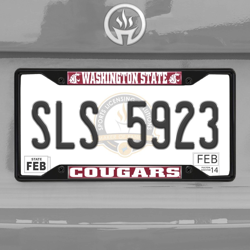 FANMATS 31290 Washington State Cougars Metal License Plate Frame Black