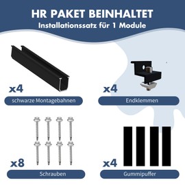 Xkzhrr Solar Panel Bracket for 1 x Module, PV Bracket Mounting Kit - 12 cm Black Rail + Adjustable, Bracket Solar Panel for Flat Roof Trapezoidal Roof Sheet Roof (for 1 x Solar Module)