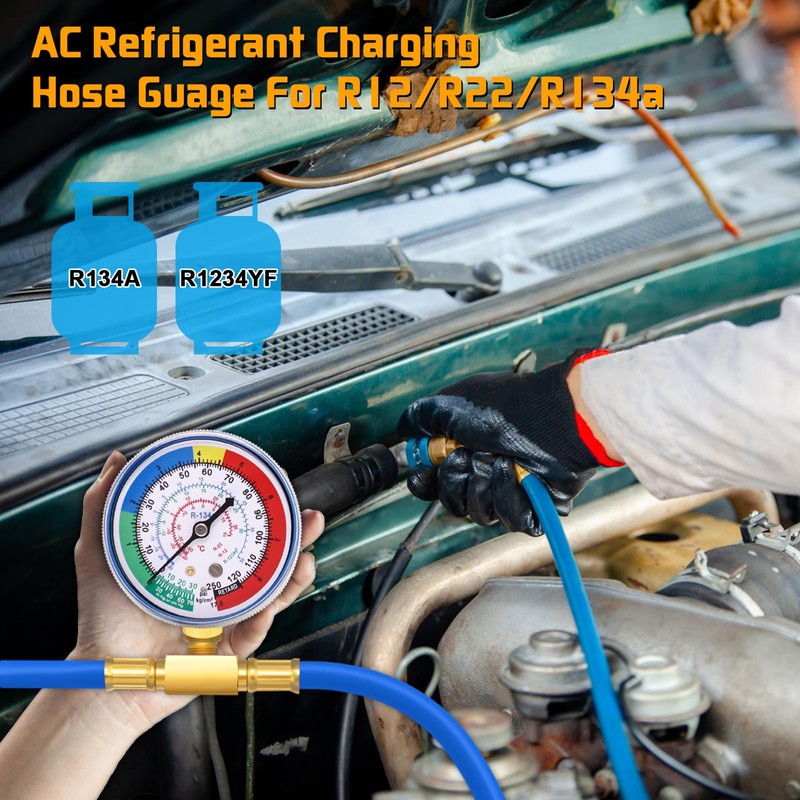 AC R134A R1234YF Refrigerant Recharge Hose Kit, AC R134a 1234yf