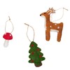 Lights4fun Christmas Set of 3 Felt Hanging Decorations Toadstool Mushroom,