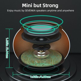 SEVENKA 2 Bluetooth Mini Speakers, 3W Small Portable Wireless Speaker with Lanyard, Water Resistant, Wireless Stereo Pairing, Rechargeable Metal Tiny Speaker for Phone, Tablet, Built-in Microphone