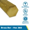 360 Brass Hex Bar, Unpolished (Mill) Finish, H02 Temper, ASTM