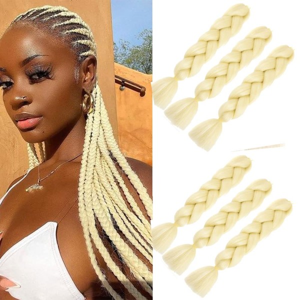 Braiding Hair Extensions Ombre Jumbo Size Braiding Hair Extensions High Temperature Synthetic Afro Hair Extensions Braids 24 Inch 6 Packs (#613)