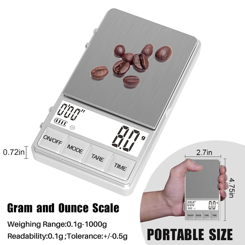 WEIGHTMAN Small Coffee Scale with Timer, 1000g x 0.1g, Mini