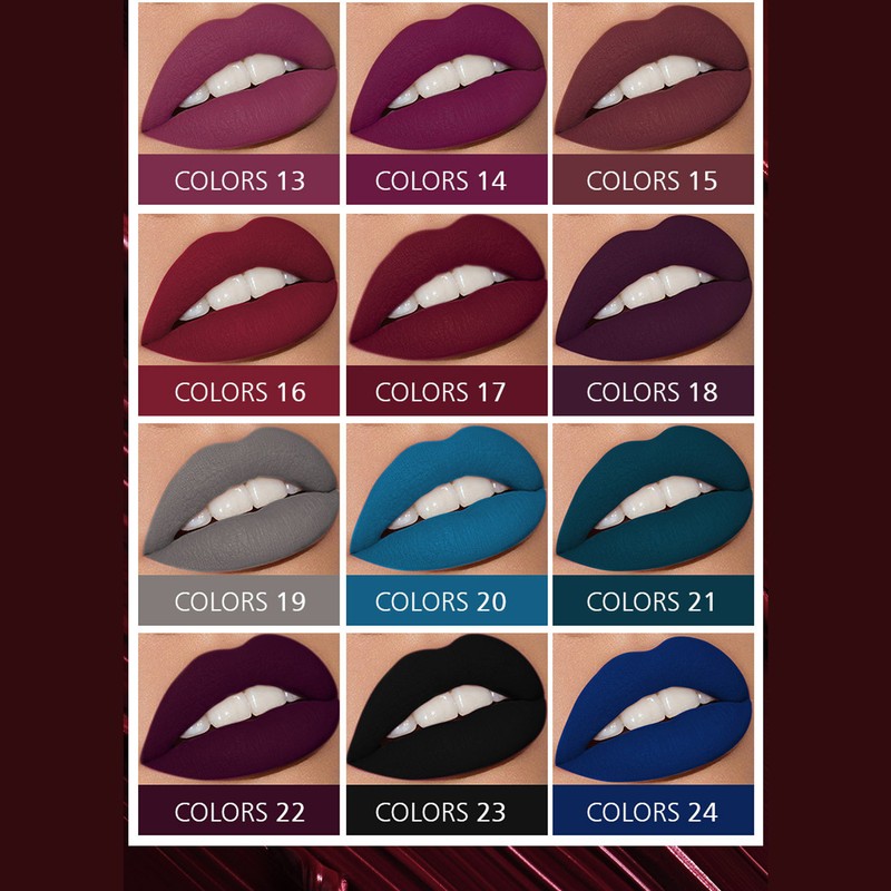 24pcs LANGMANNI Matte Lip Glaze Set Waterproof NonStick Cup Lip
