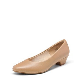 DREAM PAIRS Women's Mila Low Chunky Heel Pump Shoes,Size 5,Nude/Pu,Mila