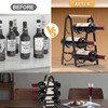 VANEME 6‑Bottle Foldable Stackable Metal Wine Rack with Wooden Handle,
