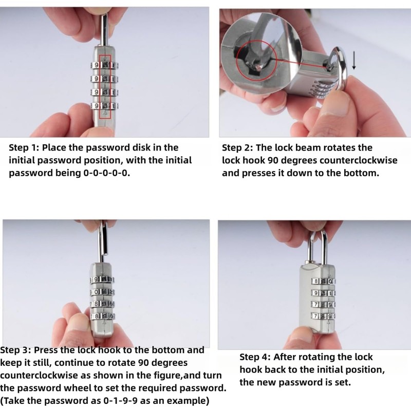 4 Digit Travel Padlock Luggage Combination Lock Outdoor Key Padlock