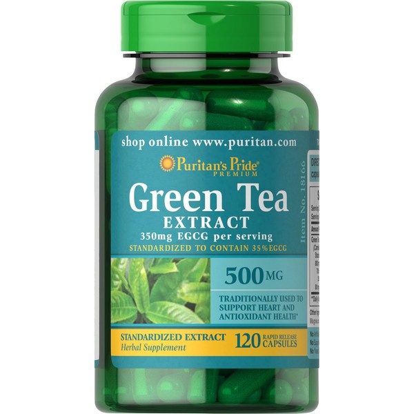 Puritan's Pride Green Tea Standardized Extract 500 mg-120 Capsules (18166)
