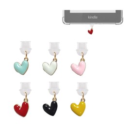spansee - Juego de 6 dijes para polvo con forma de corazón compatibles con Kindle, enchufe micro USB,, Micro USB
