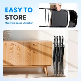 Simple Deluxe 2 Pack Folding Chairs with Leather Padded Cushion Seats Indoor Outdoor Black