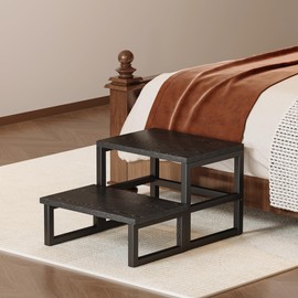 Homeiju 3 in 1 Step Stools for Adults Kids Toddler, Heavy Duty Wooden Step Stool with Non-Slip Pads, 2 Tire Step Stool for Kitchen Bathroom Bedroon Stepping Stool, Black