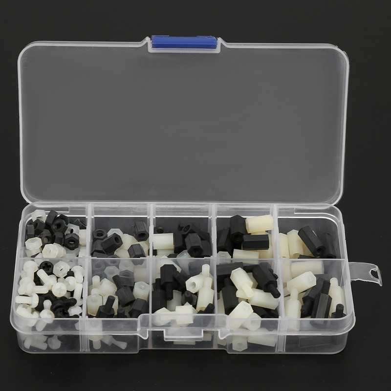 300pcs White and Black Nylon M3 Hex Standoff with M3