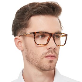 AEZUNI Large Reading Glasses Men Oversized Retro Square Readers 1.00 1.25 1.50 1.75 2.00 2.25 2.50 2.75 3.00 3.50 4.00 5.00 6.00 (Yellow 150)