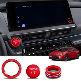 for Toyota Prius 2023-2026 Accessories, 3-Pieces Aluminum Alloy Knob Covers Trim Kit - Fits Push Start Button & Volume, Interior Upgrade, Knob Protection & Easy Operation - DvlynAuroa (Red)
