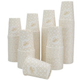 Caramont - 7 Oz 100 Disposable Heat Resistant Paper Cups for Cold and Hot Drinks Made of Quality Cardboard Ideal for Coffee, Tea, Birthday, etc