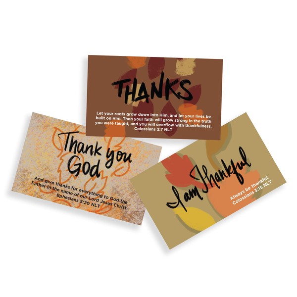 Thanksgiving Pass Along Cards Pack, SMALL Christian Greeting Cards Assortment Set, Religious Scripture Postcards for Fall and Autumn, 3 Designs, 36 Total Cards, Pass Along Card Variety Pack