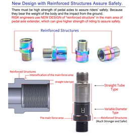 Bike Pedal Extenders, Titanium Alloy Extended Pedal Spacer with Washers Extended 16/20mm Hollow Foot Pedal Extenders for 9/16" Threaded Pedals Bike SPD MT MTB BM