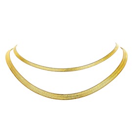 Women's Flat Snake Chain Necklace Stainless Steel in 3 mm 5 mm Flat Snake Choker Simple Necklace without Pendant Multi Layer Suitable in Silver/Gold/Rose Gold with 32 cm/38 cm/46 cm + 9 cm Chain,
