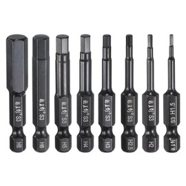 HARFINGTON 8pcs Hex Head Wrench Drill Bit 1.5/2/2.5/3/4/5/6/8mm Metric 1/4" Hex Shank 2"(50mm) Length S3 Steel Magnetic Drivers Screwdriver Bit Industrial Grade Hexagon Electric Drill Bits