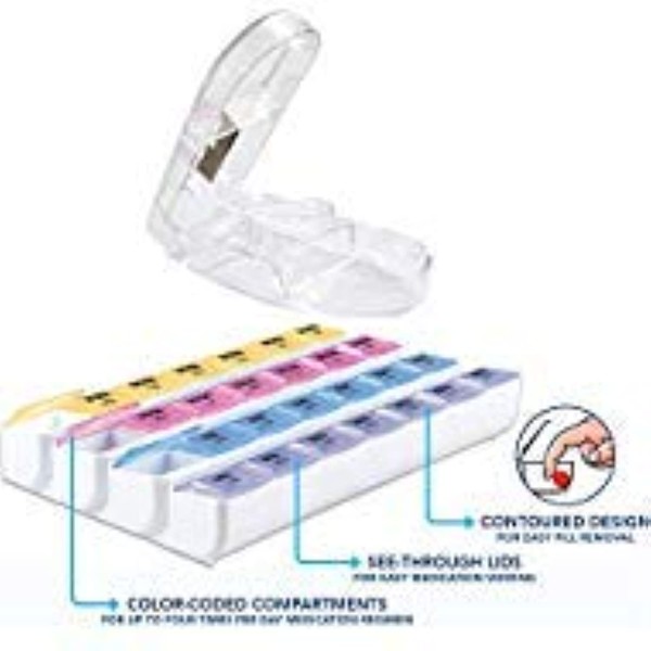 Carex Pill Organizer and Pill Cutter Combo Kit - Weekly Medicine Organizer Pill Case with Pill Cutter - 7 Day Pill Organizer and Pill Cutter for Easy Storage and Consumption