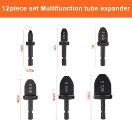 12PCS HVAC Swage Tool Copper Pipe Expander Set - Manual Swaging Tool Kit with Bit Holders, HVAC Hand Tools for Air Conditioner Copper Tubing 1/4'', 3/8'', 1/2'', 5/8'', 3/4'', 7/8''
