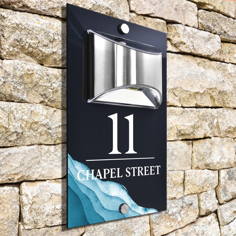 Custom Signs Solar Illuminated Modern Anthracite House Number Sign 24cm