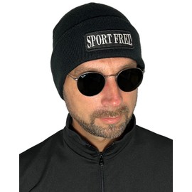 No Face No Name Sport Frei! Hat in Black I Unisex I Embroidered Patch to Change I Beanie Knitted Hat Winter Hat, black