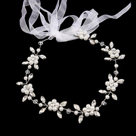 Bride Wedding Hair Vine Flower Girl Headpiece Rhinestones Pearl Bridal Headband Crystal Pearl Hair Accessories for Women and Girls