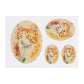 4 x 'Turkish Cat Portrait' Temporary Tattoos - Water Resistant, Skin-Safe, Non-Toxic Transfers, Mixed Sizes (TO00083612)