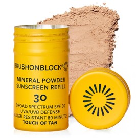 Brush On Block Brush On Block SPF 30 Mineral Powder Sunscreen Refill New Formula, With Niacinamide, Hyaluronic Acid, & Vitamin C, Broad Spectrum, Water Resistant, Reef Friendly (Touch of Tan Refill)