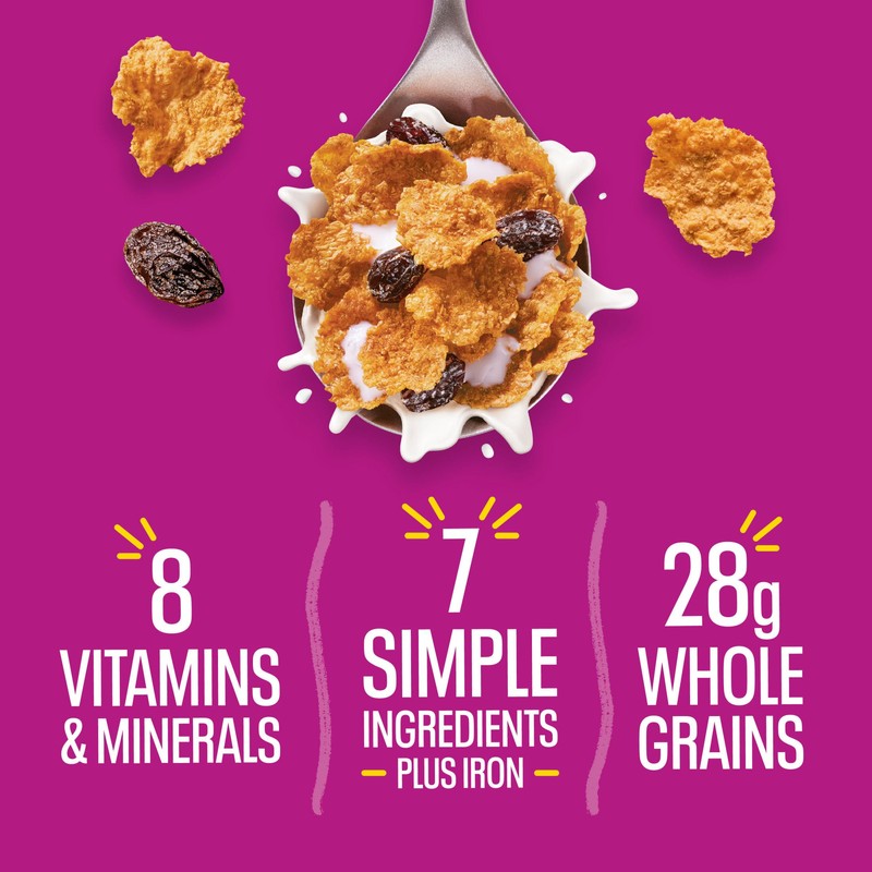 Kellogg’s Raisin Bran Breakfast Cereal, High Fiber, 28g Whole Grain,
