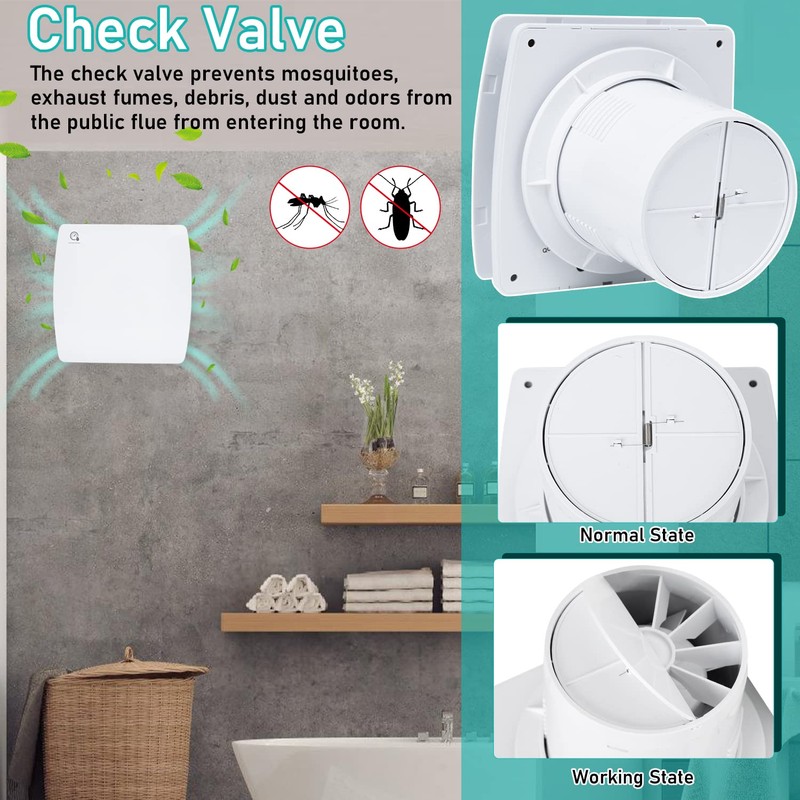 Izrielar Bathroom Fan 100 mm with Humidity Sensor and Backflow