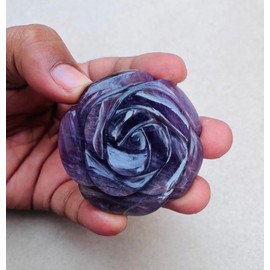 Amethyst Crystal Rose, Amethyst Hand Carved Flower, Amethyst Crystal Flower, Handmade Crystal Rose, Hand Carved Rose, Home Decor Office Table Decor Reiki Healing Crystal Antique Showpeiece 50-60MM