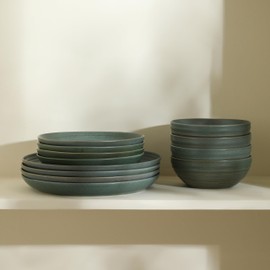 Stone Lain Elio 4-Piece Dinner Plate Set Stoneware, Green