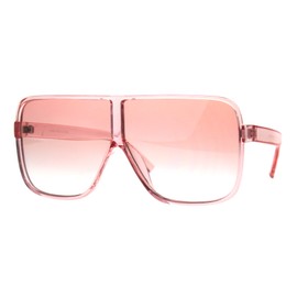 Womens Super Oversized Fashion Sunglasses Flat Top Square Translucent Frame Pink