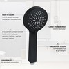 ENKI, E22, Black, Modern Handheld Shower Head, 3-Function Shower Head,