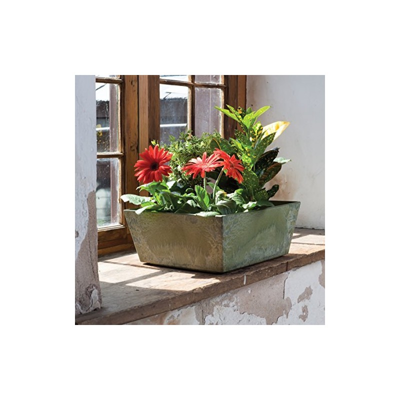 Novelty Ella Low Square 10" Planter, Grey