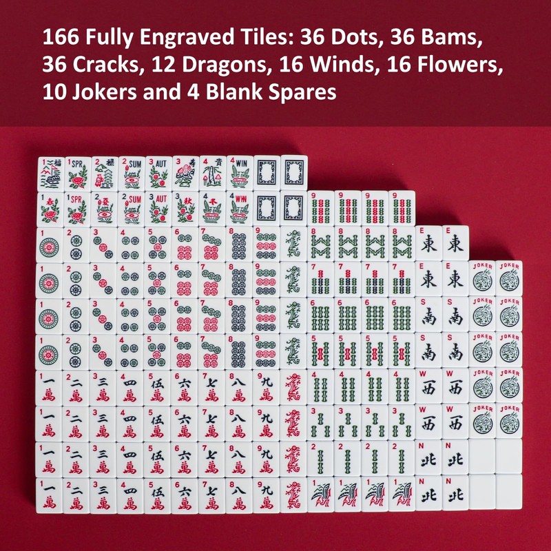 American Mahjong Set, Mahjong Game Set, 166 Tiles with Blue