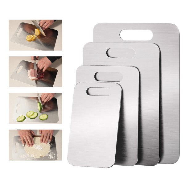 4 Packs Stainless Steel Cutting Boards Set for Kitchen, 304