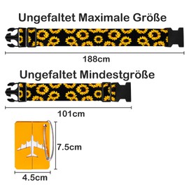 Moocuca Suitcase Strap, Suitcase Strap, 2 Pieces Suitcase Strap with 1 Piece Luggage Tag, Suitcase Straps Eye-catching, Flower Pattern Suitcase Straps, Suitcase Strap, Cross Strap Set