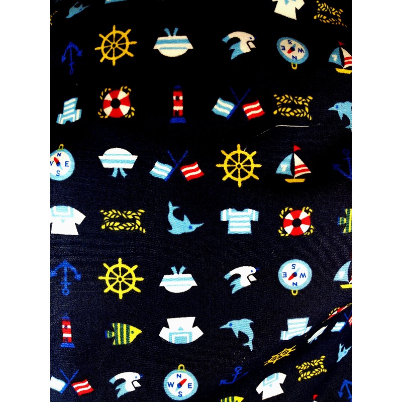 Kids Cotton Drawstring Gym/Swim/Shoe Bag - All at Sea