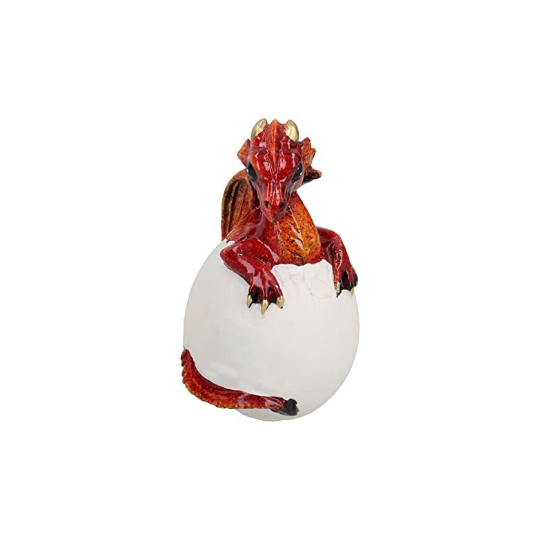 AB Tools Red Baby Dragon Egg Hatching Resin Fantasy Sculpture