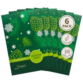 Simplicity Scents Winter Pine Scented Sachets Pack of 6, Fall & Winter - Long-Lasting Scented Bags, Home Fragrance, Air Freshener & Deodorizer for Closet, Room, Drawer, or Cars, Made in USA